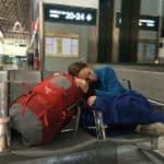 voyageuse, aéroport, sac
