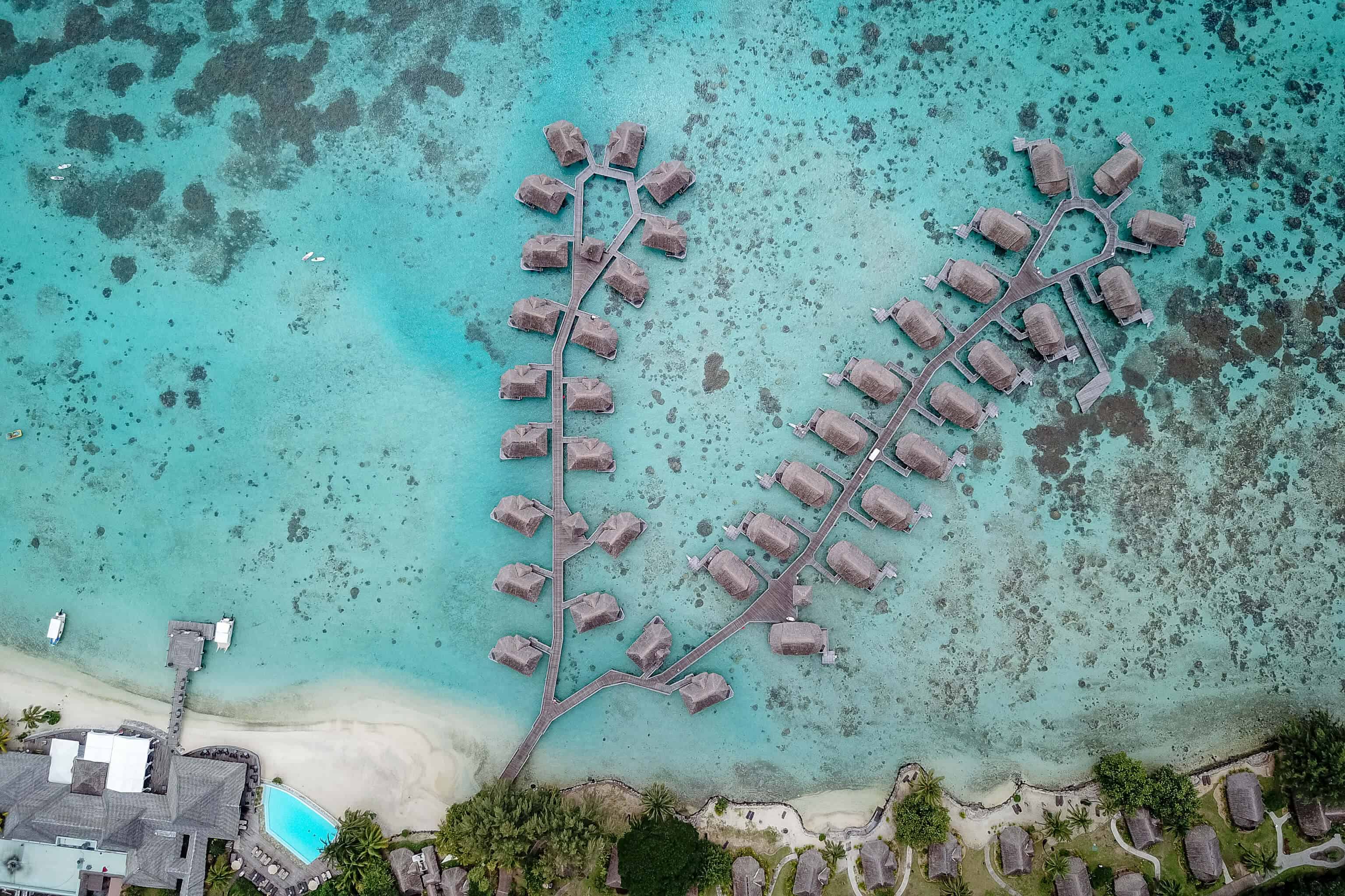 Polynésie, Moorea, cabane, pilotis, bungalow