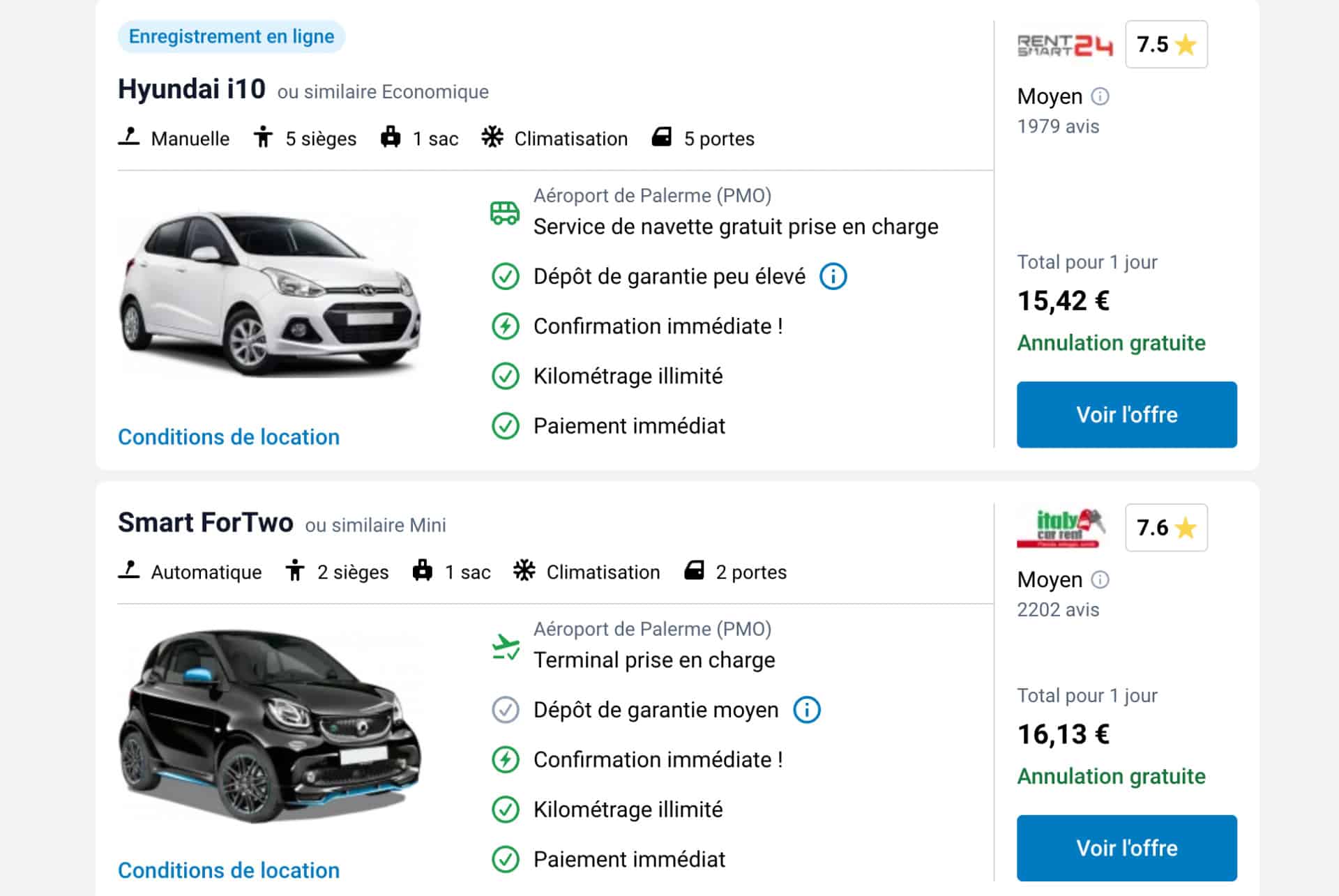 location voiture citadine a palerme