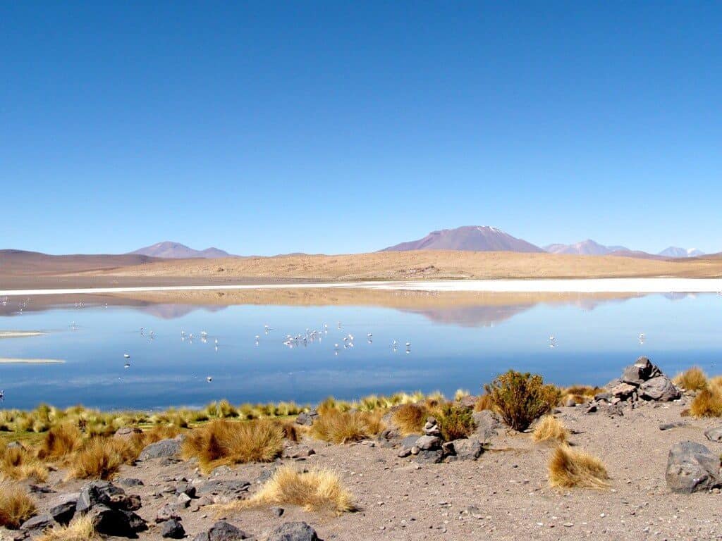 Lagune et montagne, Uyuni, Bolivie