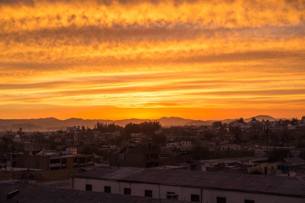 Coucher de soleil de feu à Arequipa