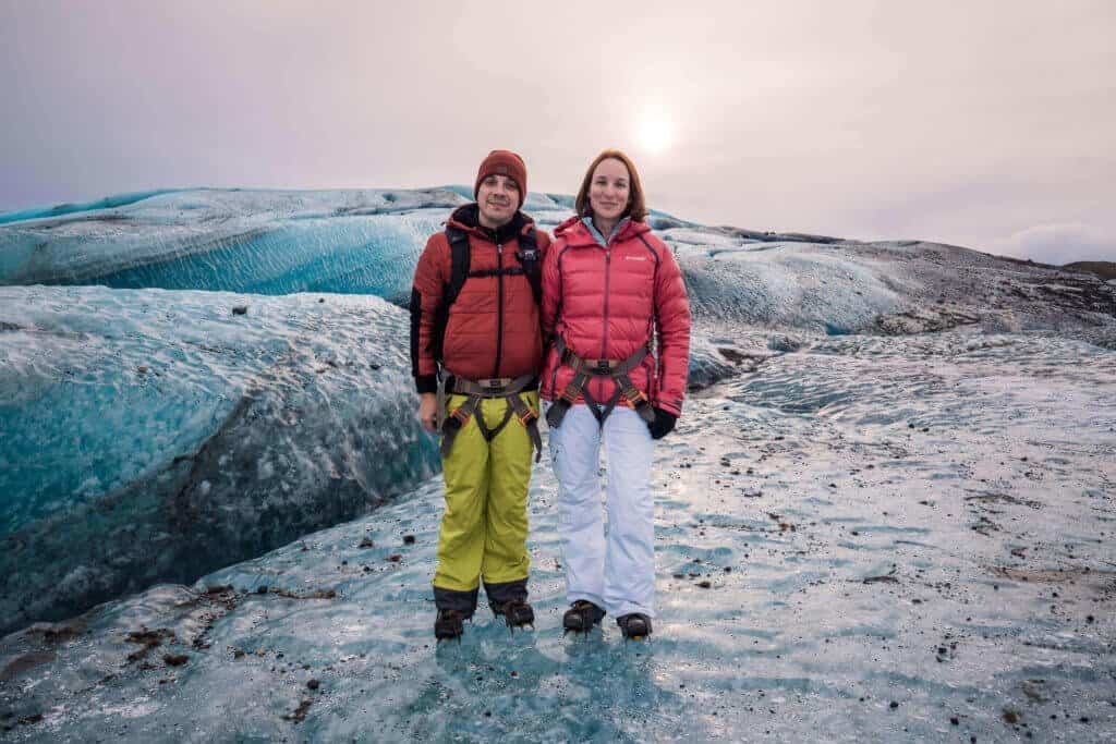 voyager, couple, voyage, glacier, Islande