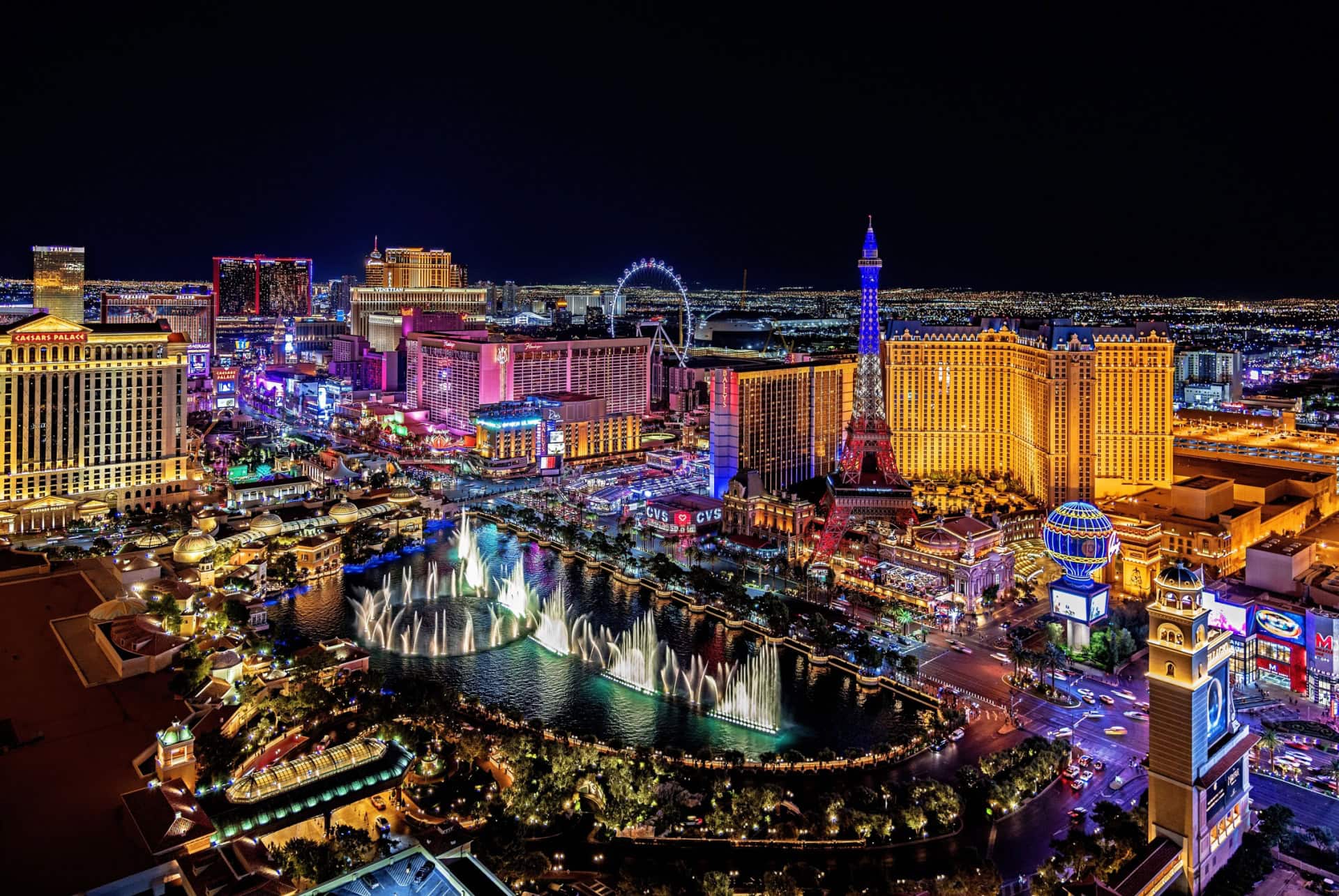 vue panoramique sur le Strip de Las Vegas